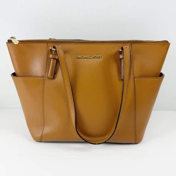 Michael Kors Handbags - Michael Kors Purse Womens Large Brown Saffiano Leather Tote Bag